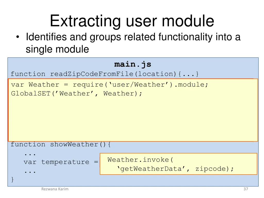 extracting user module identifies and groups