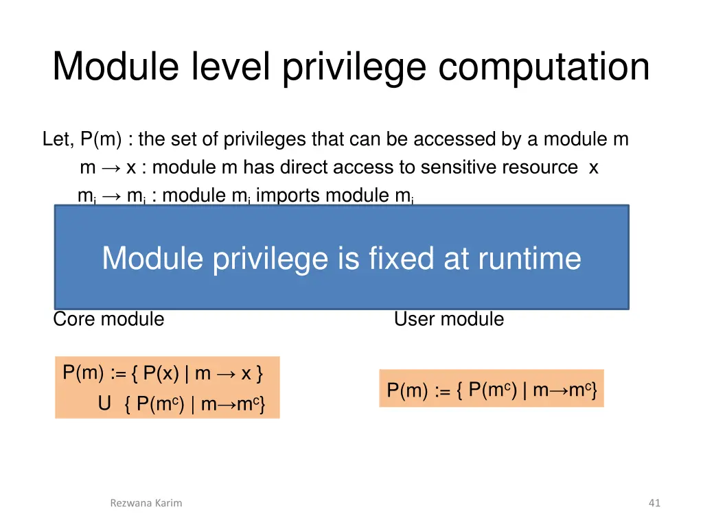 module level privilege computation