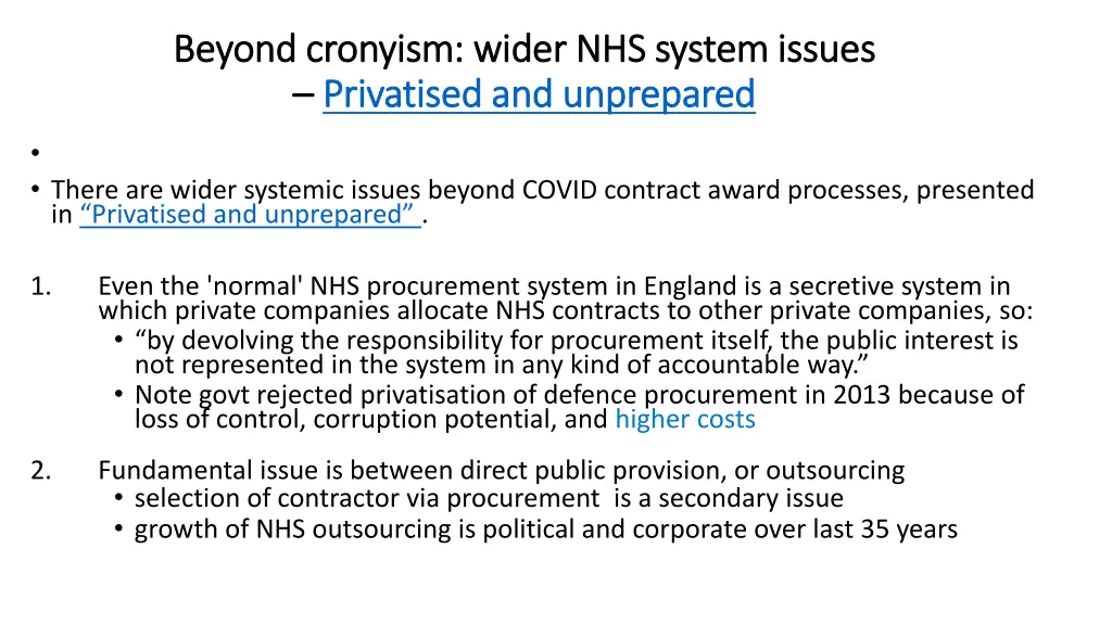 beyond cronyism wider nhs system issues beyond