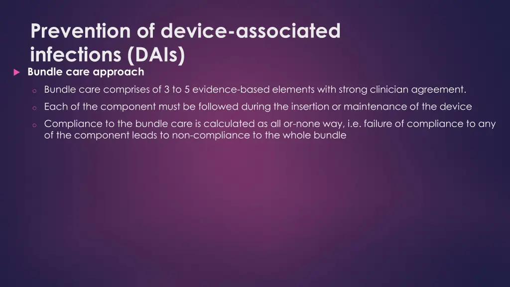 prevention of device associated infections dais