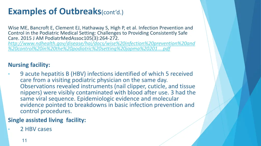 examples of outbreaks cont d