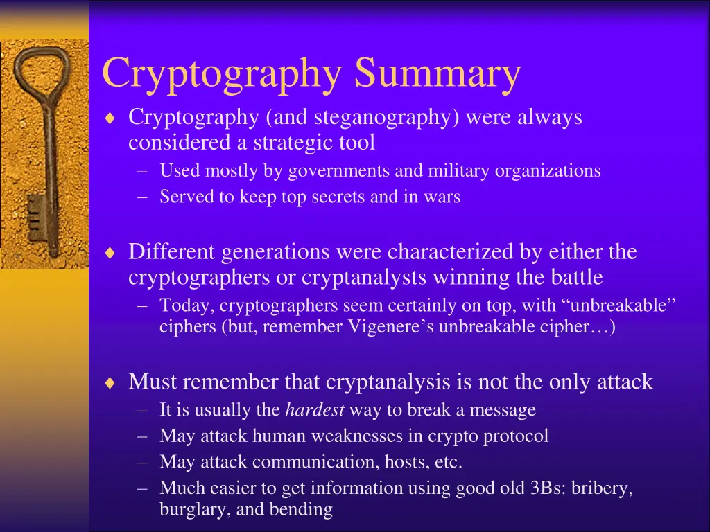 cryptography summary cryptography