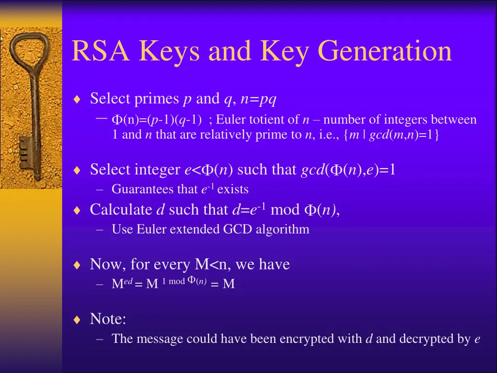 rsa keys and key generation