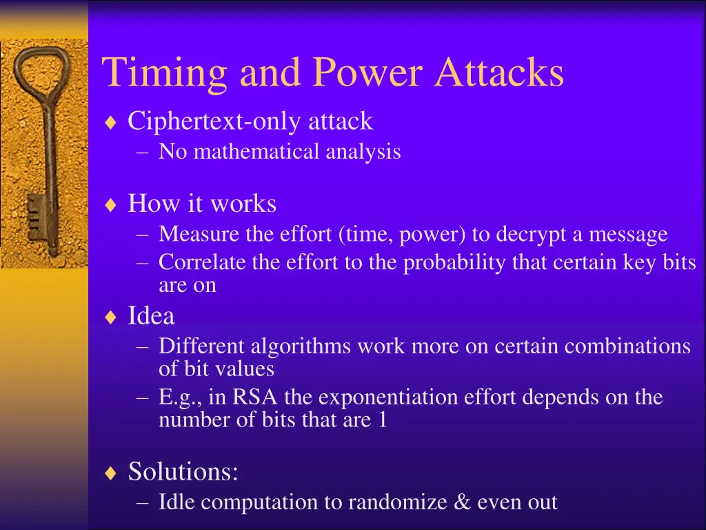 timing and power attacks ciphertext only attack