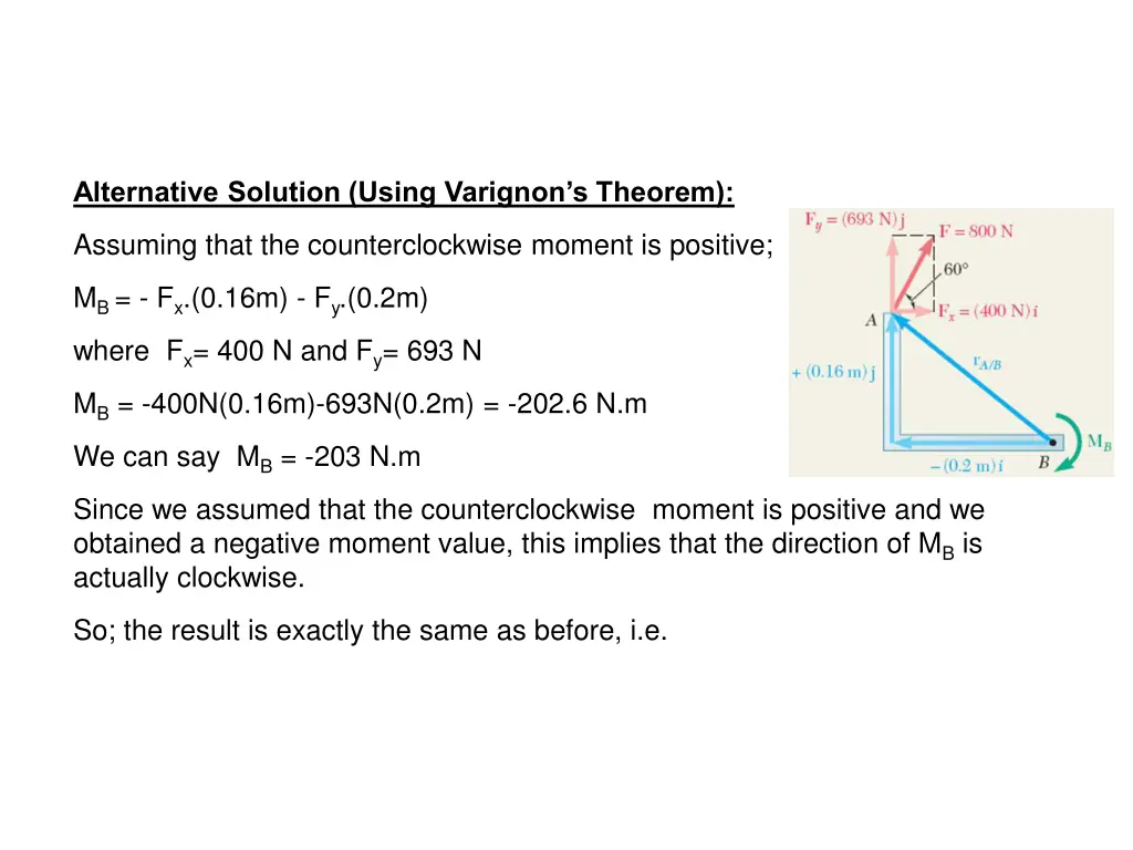 alternative solution using varignon s theorem