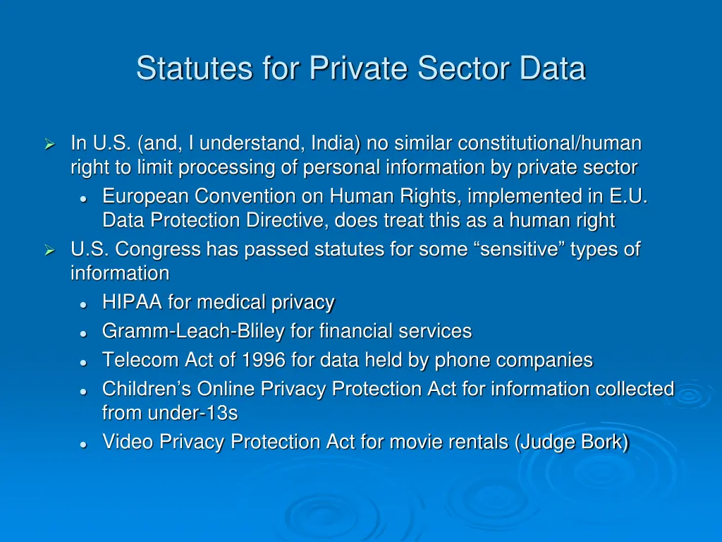 statutes for private sector data