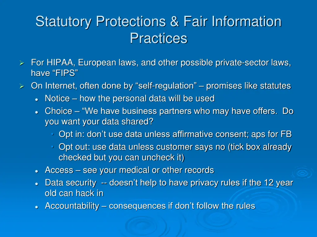 statutory protections fair information practices