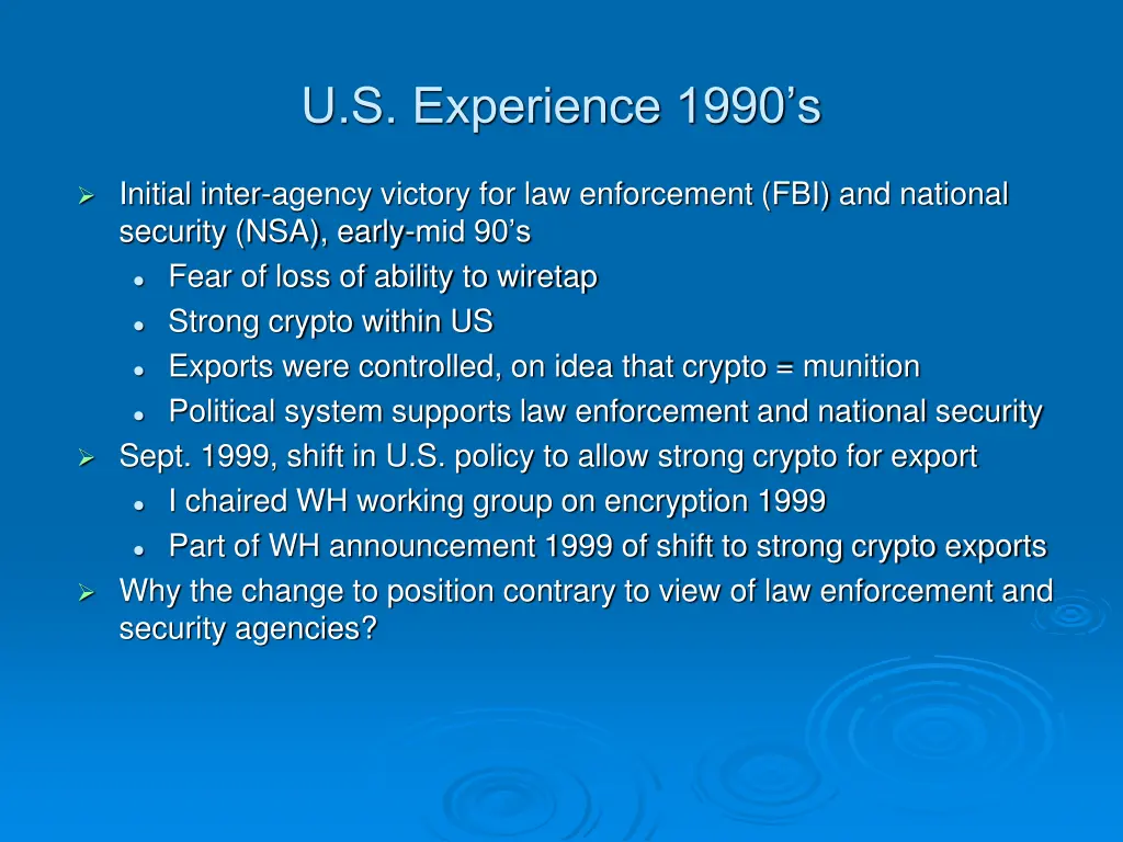 u s experience 1990 s