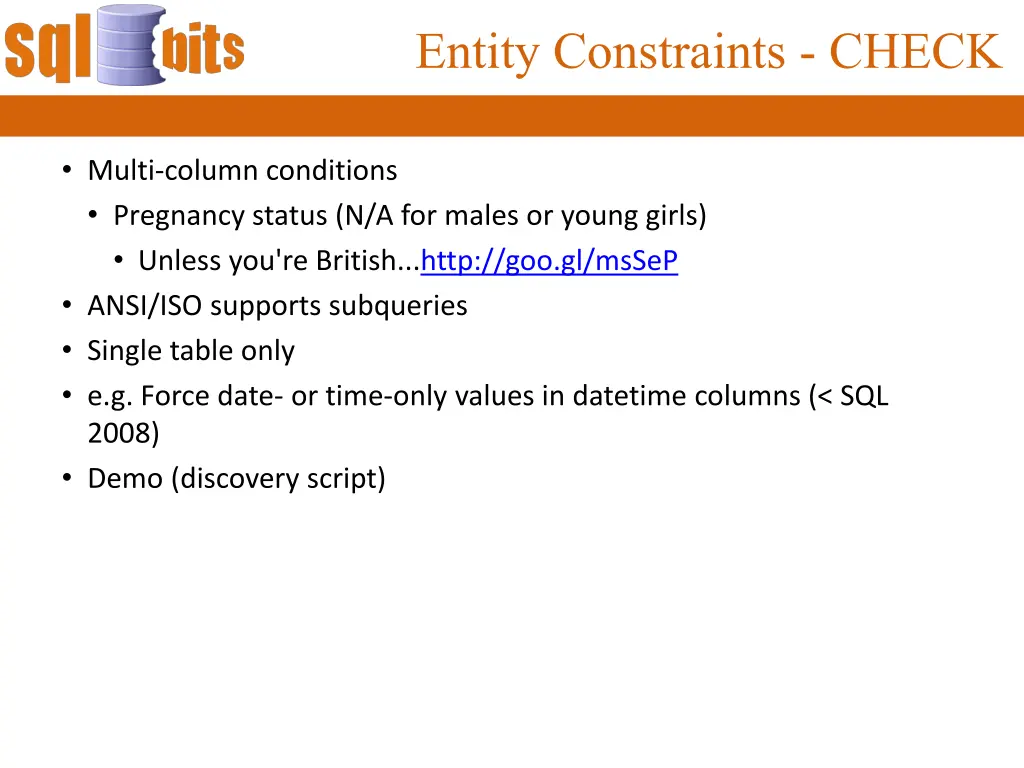 entity constraints check