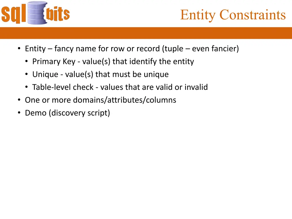 entity constraints