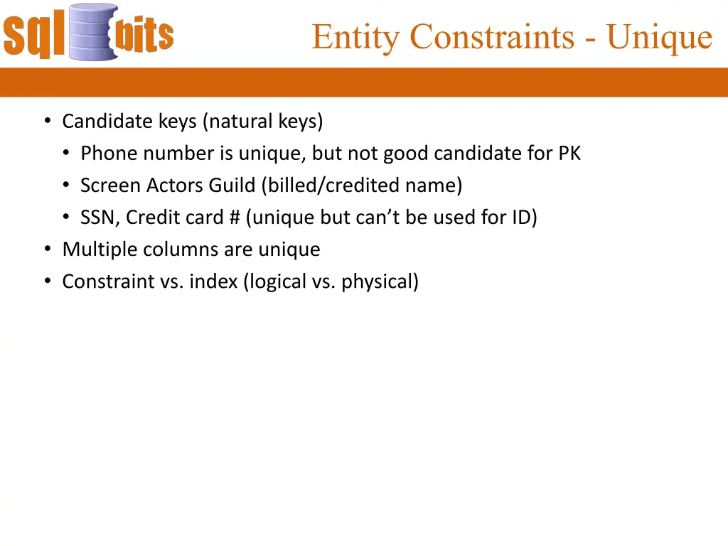 entity constraints unique