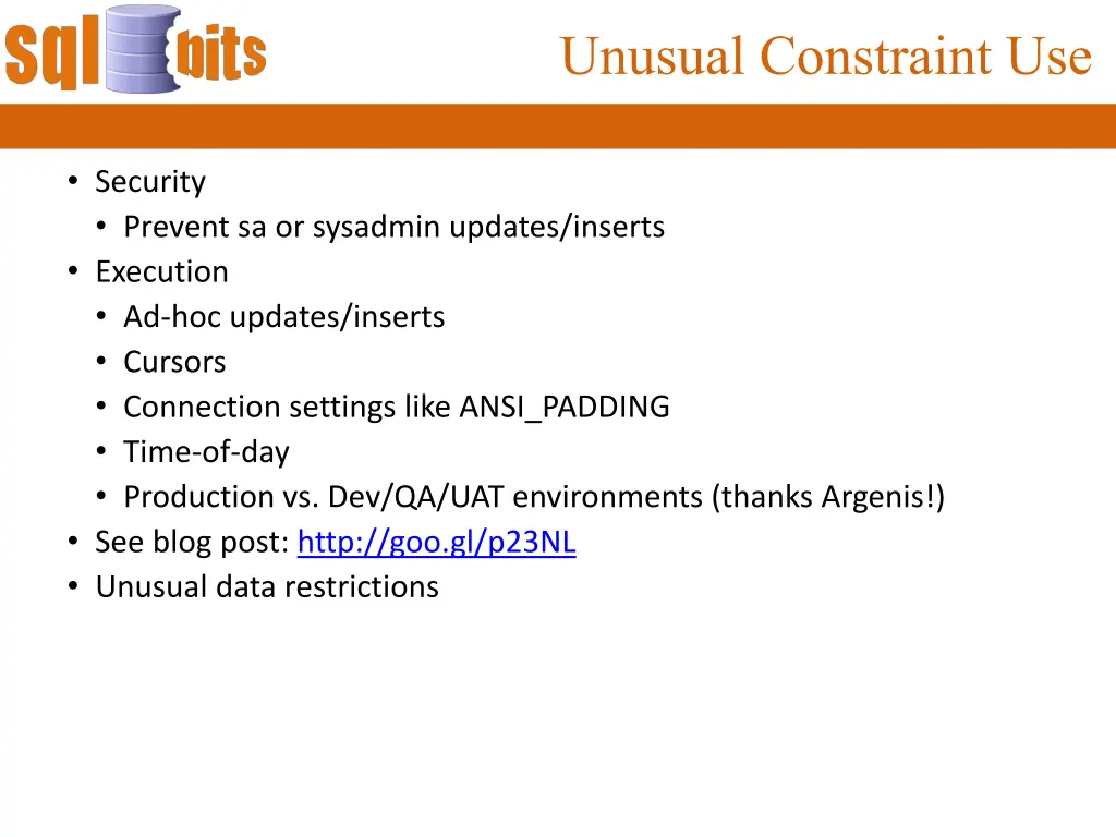 unusual constraint use