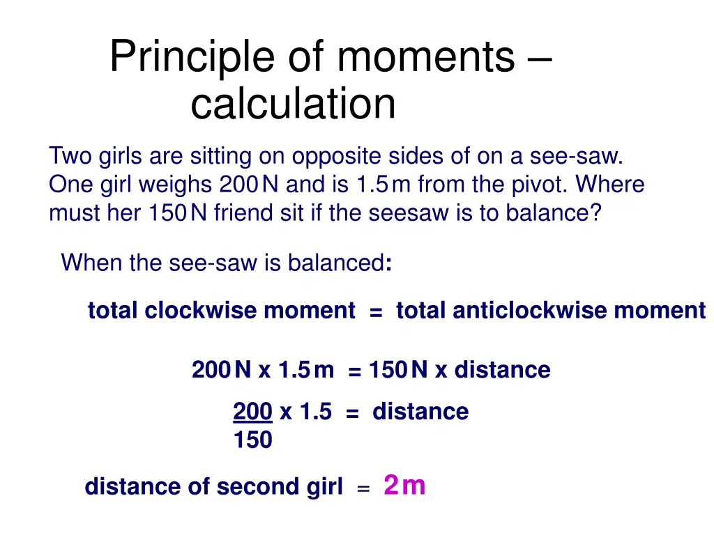 principle of moments calculation