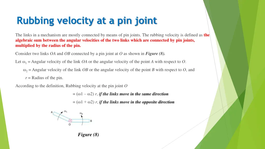 rubbing velocity at a pin joint