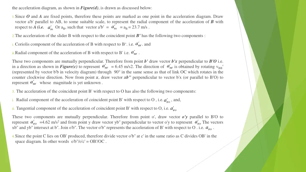 the acceleration diagram as shown in figure