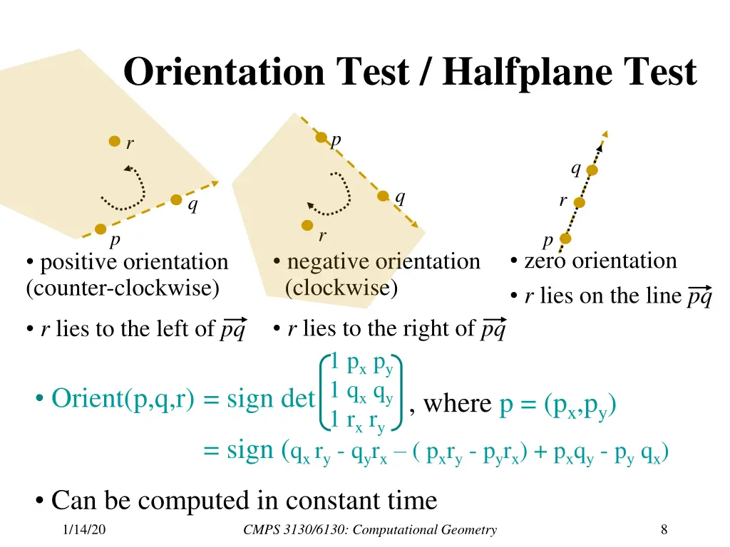 orientation test halfplane test