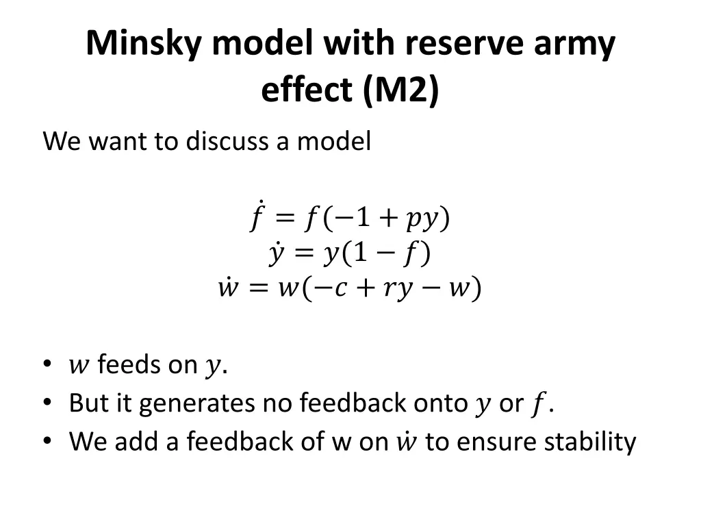 minsky model with reserve army effect m2