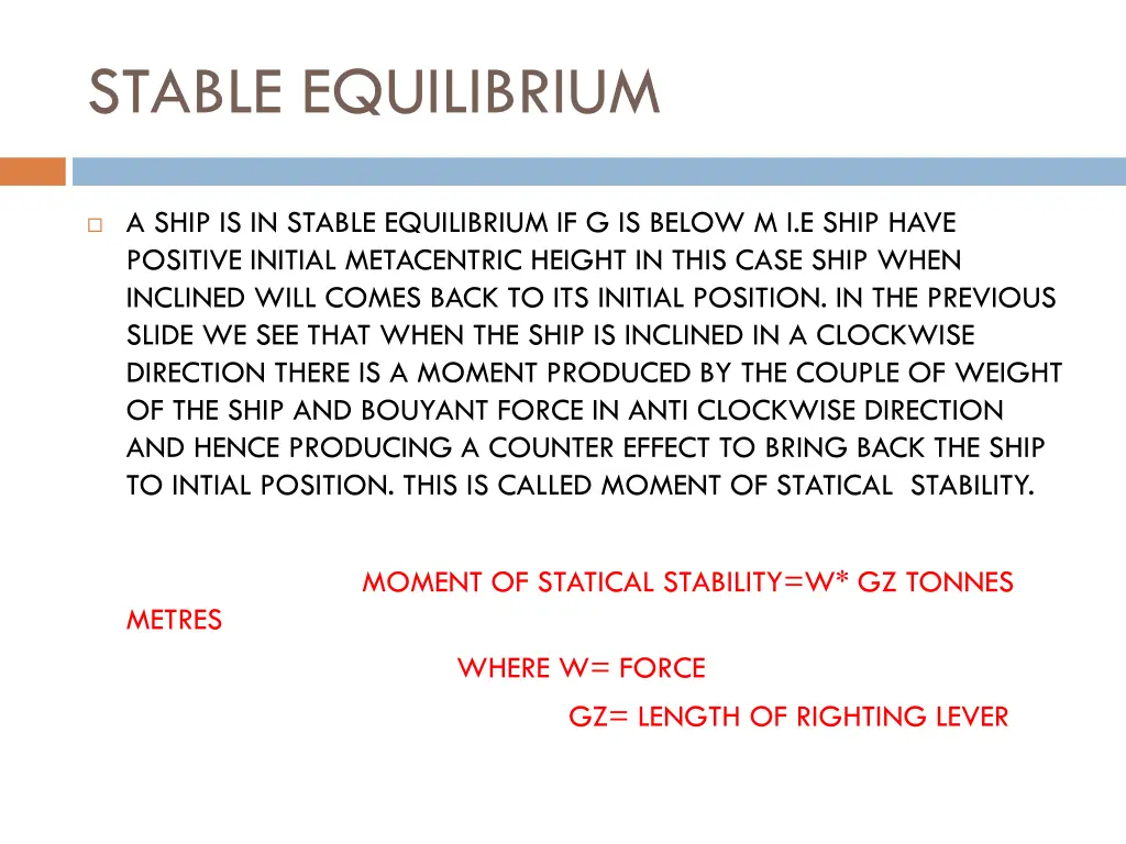 stable equilibrium