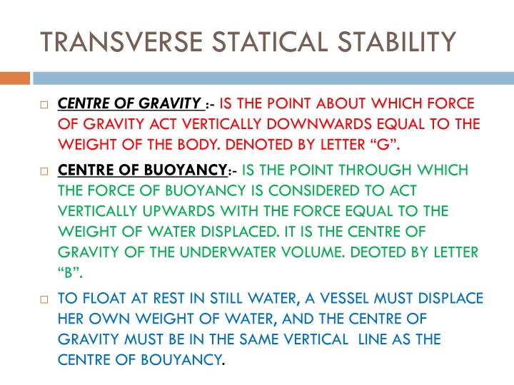 transverse statical stability