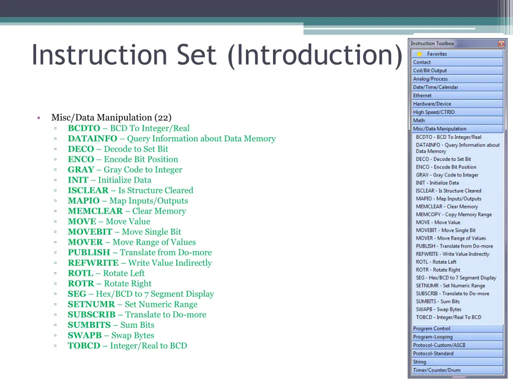 instruction set introduction 10