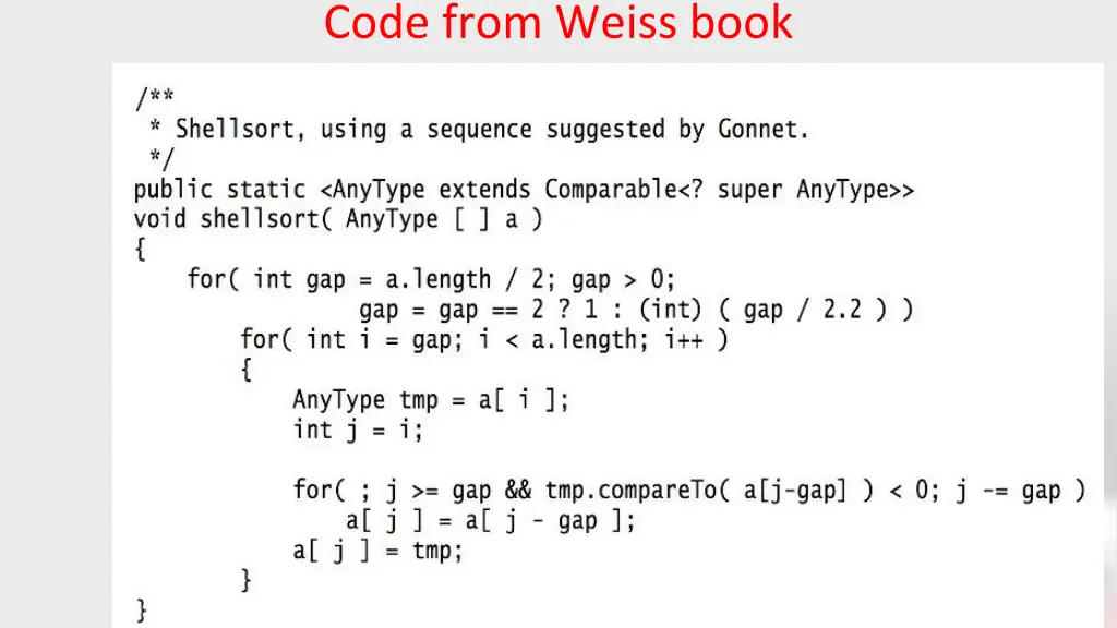 code from weiss book