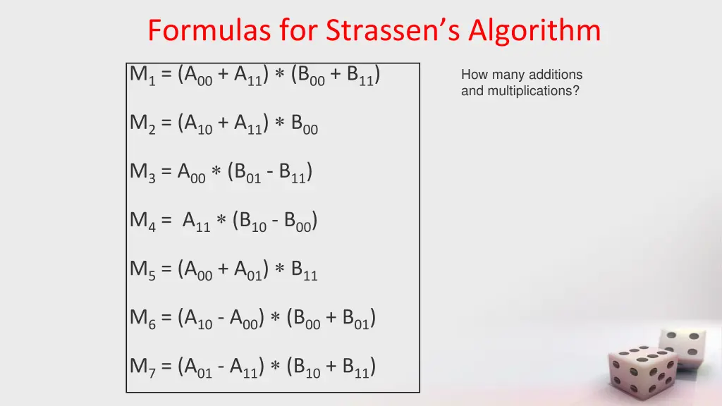 formulas for strassen s algorithm