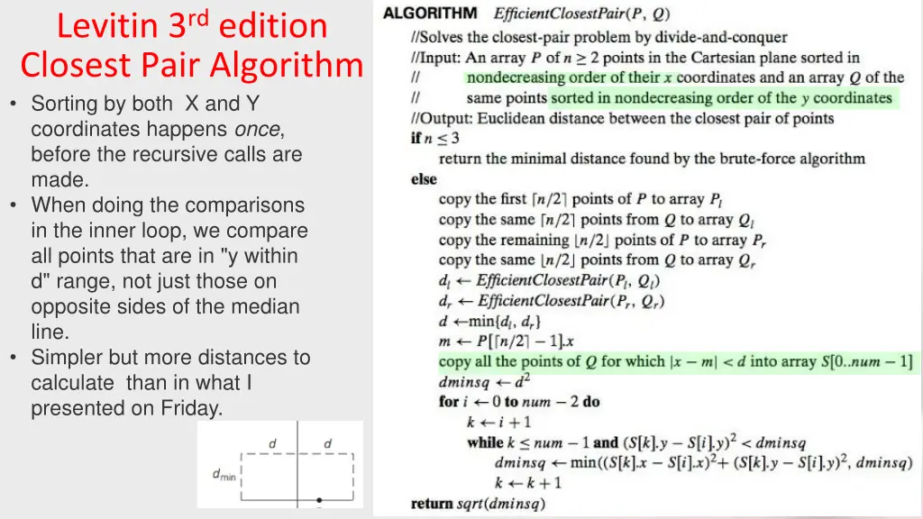 levitin 3 rd edition closest pair algorithm