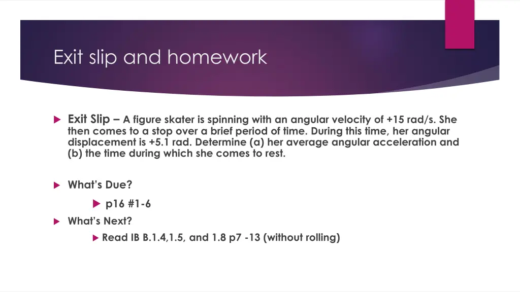 exit slip and homework