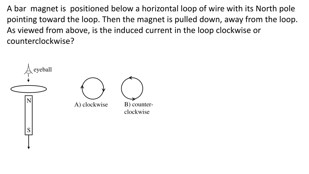 a bar magnet is positioned below a horizontal