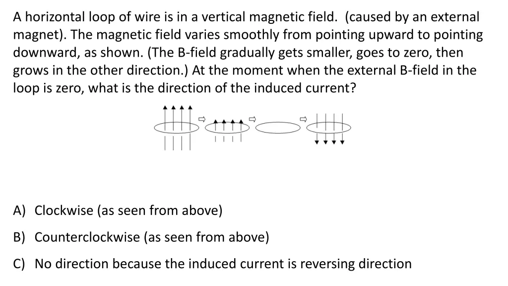 a horizontal loop of wire is in a vertical 1