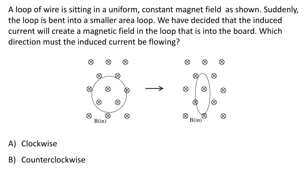 a loop of wire is sitting in a uniform constant 1