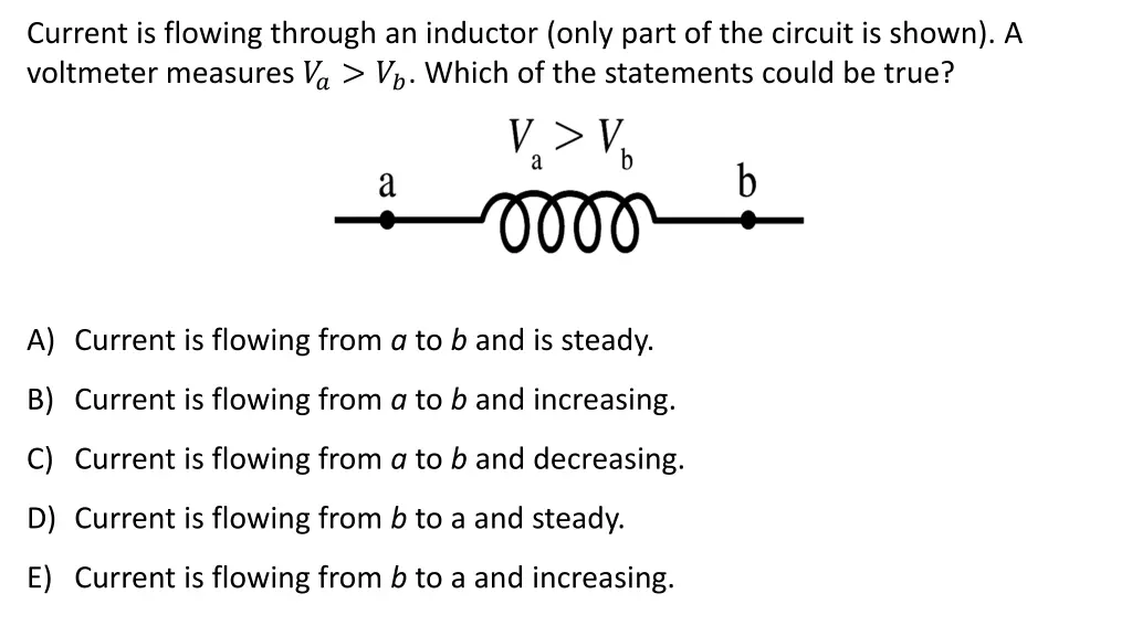 current is flowing through an inductor only part