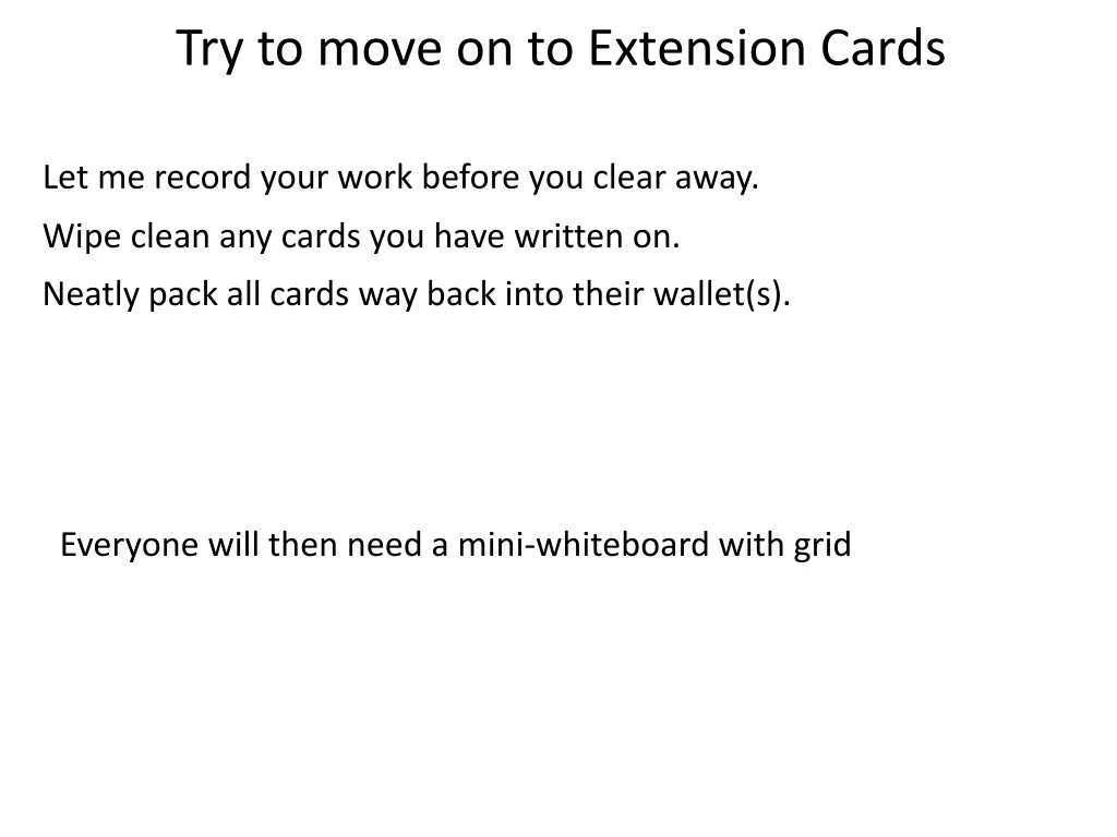 try to move on to extension cards