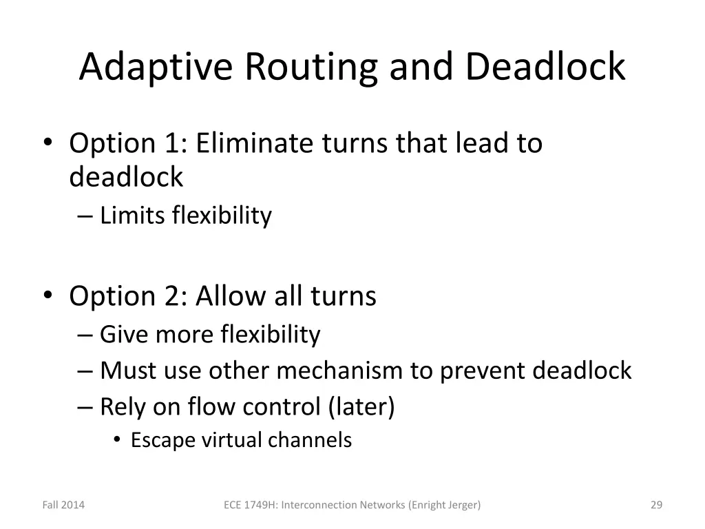 adaptive routing and deadlock