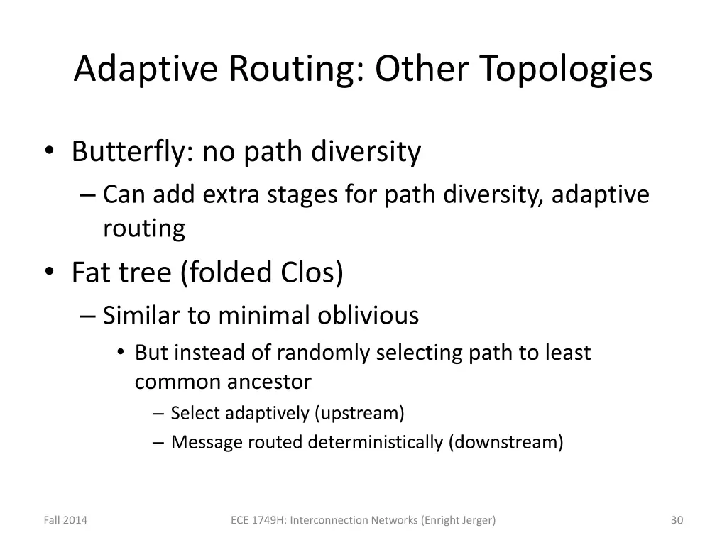 adaptive routing other topologies