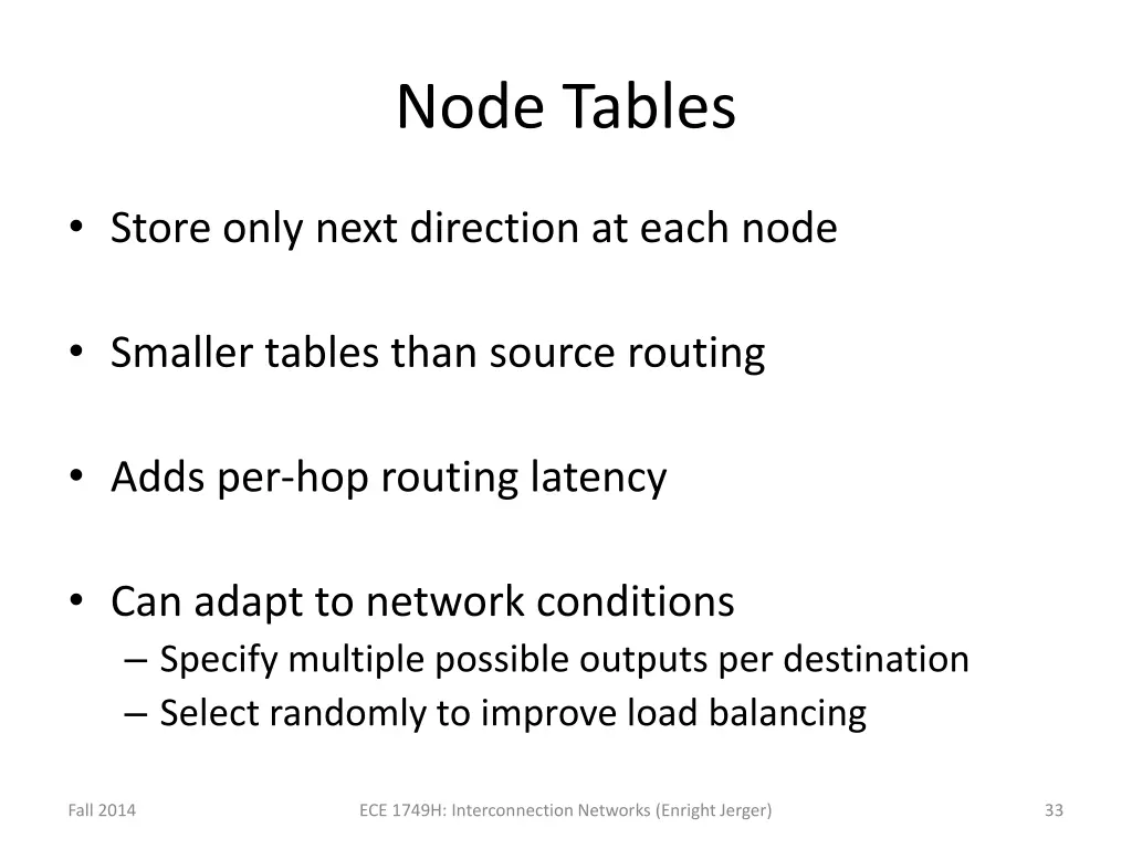 node tables