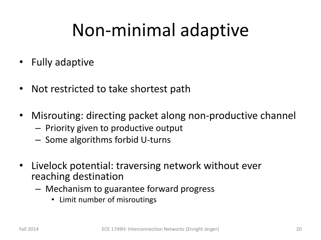 non minimal adaptive