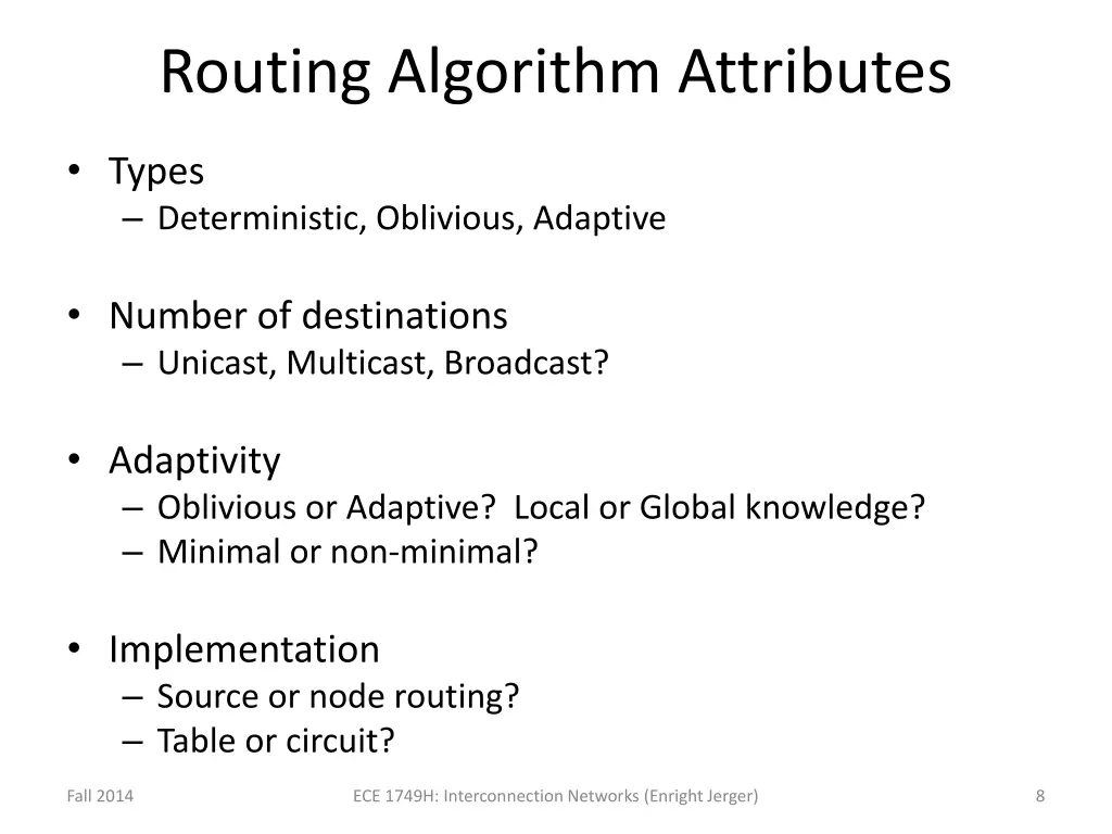 routing algorithm attributes