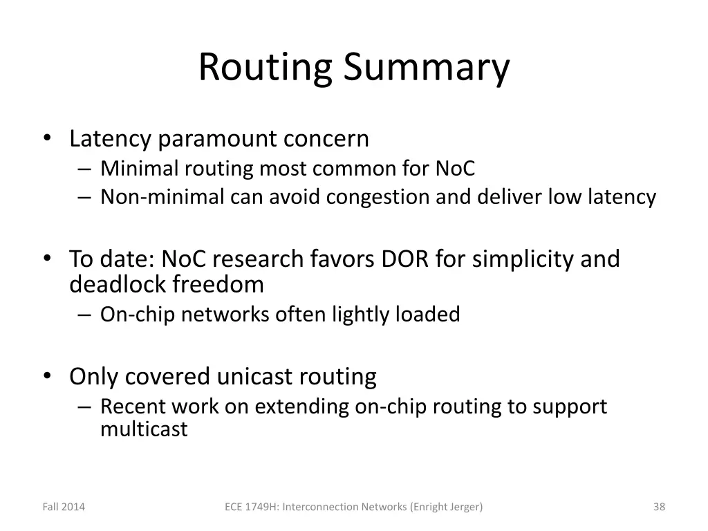 routing summary