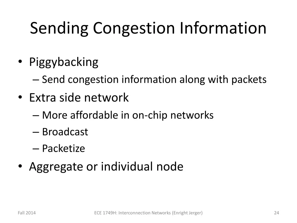 sending congestion information