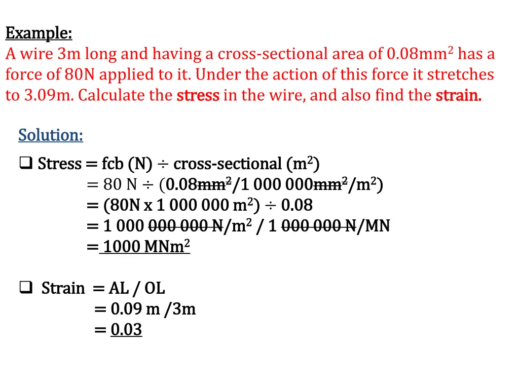 example example a wire 3m long and having a cross