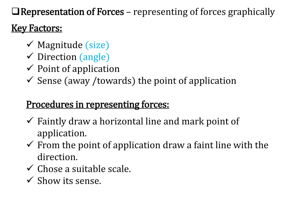 representation of forces representation of forces