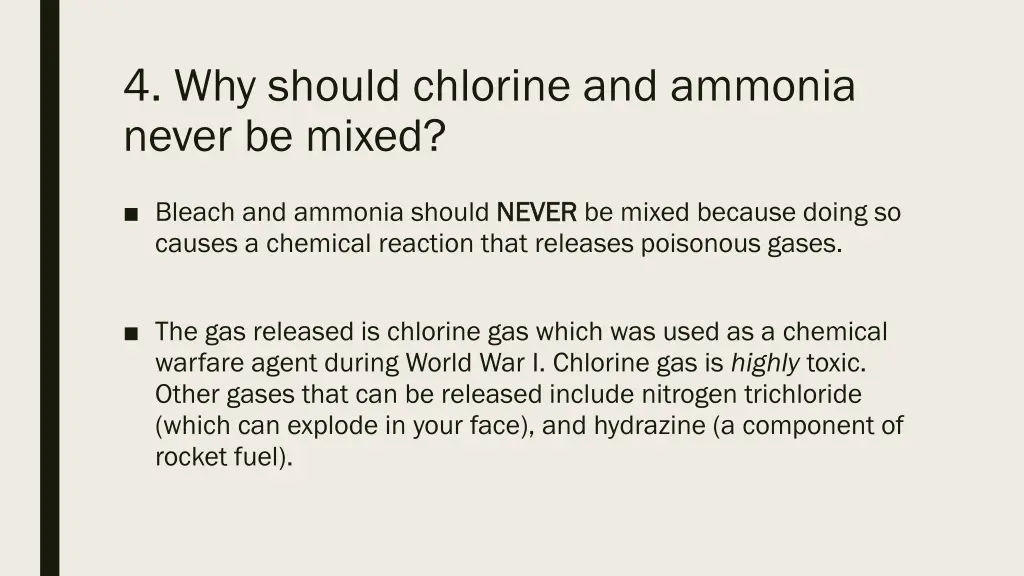 4 why should chlorine and ammonia never be mixed