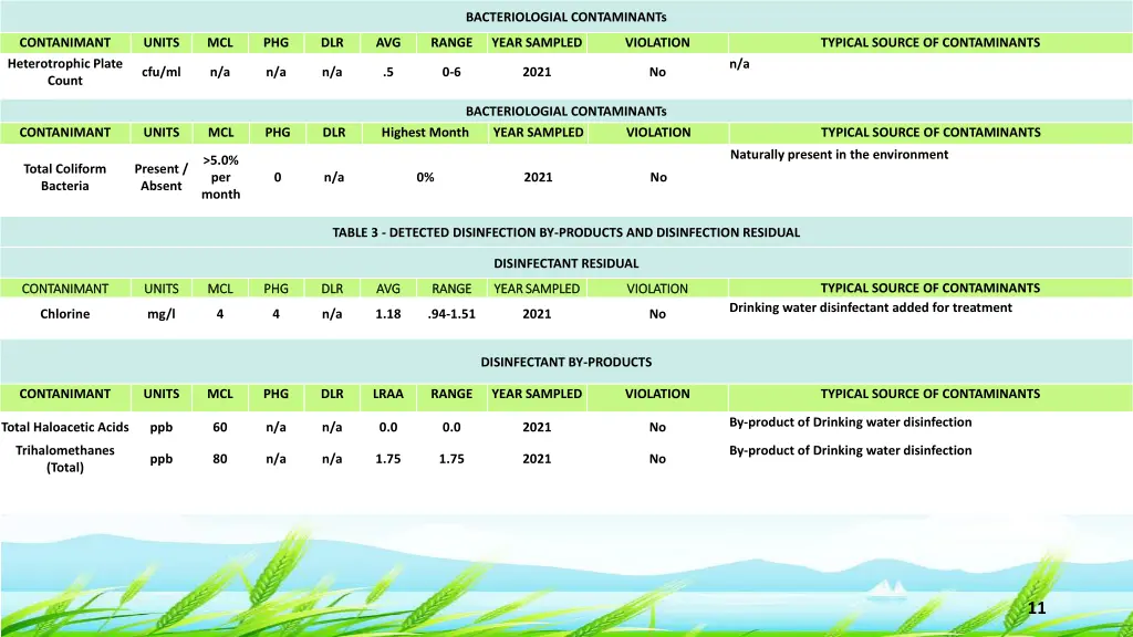 bacteriologial contaminants