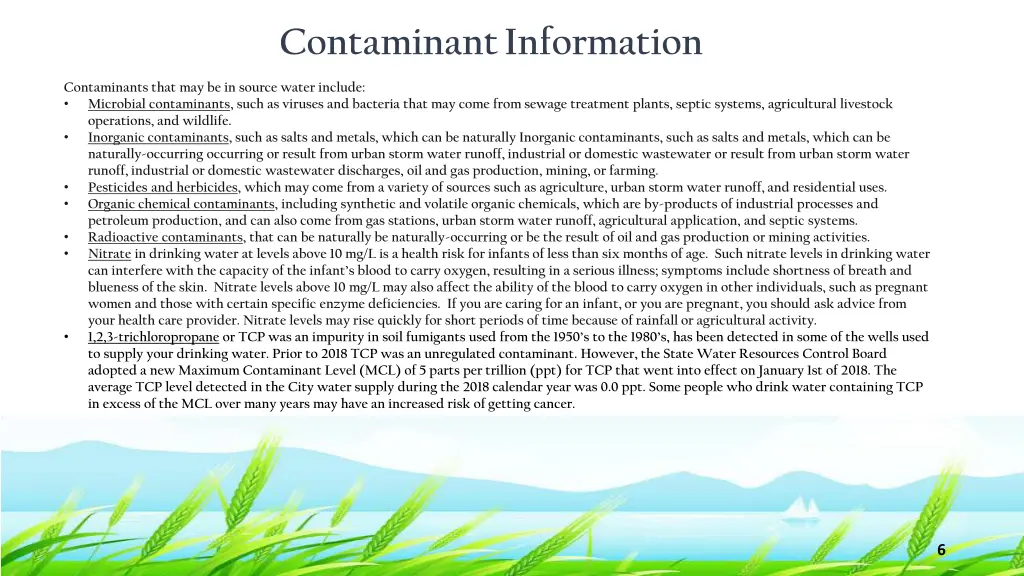 contaminant information