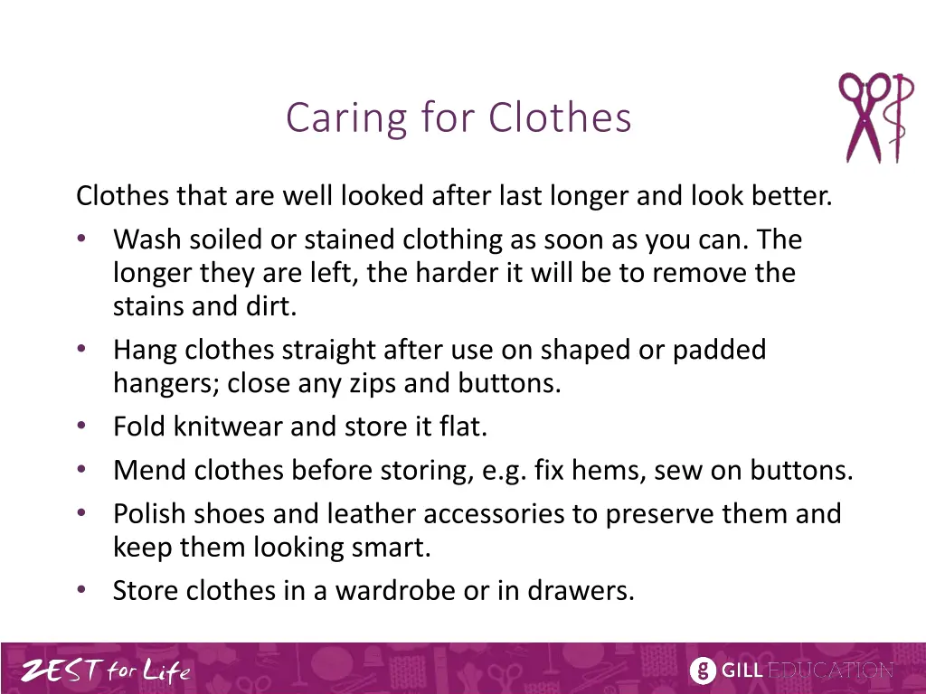 caring for clothes