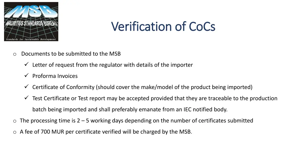 verification of verification of cocs