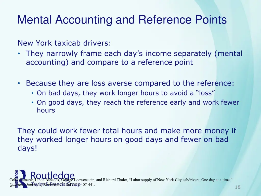 mental accounting and reference points