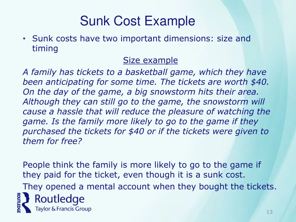 sunk cost example