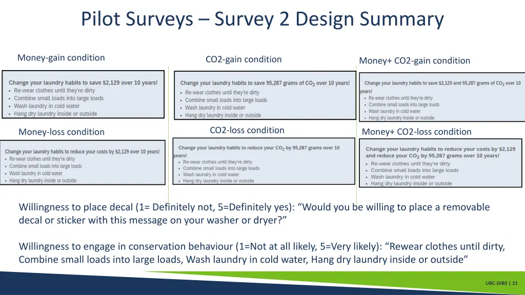 pilot surveys survey 2 design summary